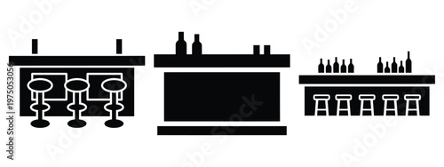 bar counter silhouette illustration icon set, Modern furniture vector designs.