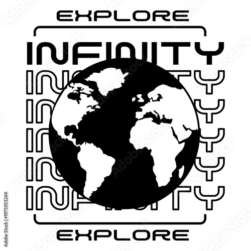 Modern infinity exploration design featuring the earth
