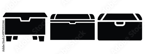 blanket chest silhouette illustration icon set, Modern furniture vector designs.