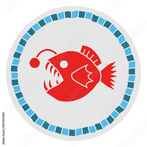 Anglerfish Emblem with Blue Border