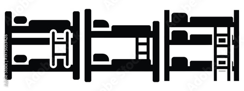 bunk bed silhouette illustration icon set, Modern furniture vector designs.