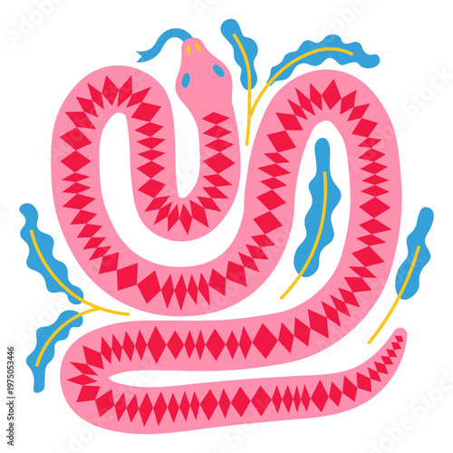 Pink and blue snake design