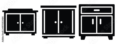cabinet cupboard silhouette illustration icon set, Modern furniture vector designs.