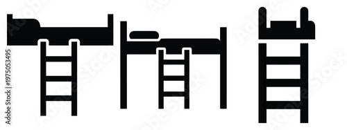 bunk bed ladder silhouette illustration icon set, Modern furniture vector designs.