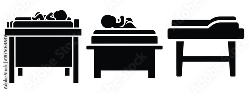 changing table silhouette illustration icon set, Modern furniture vector designs.