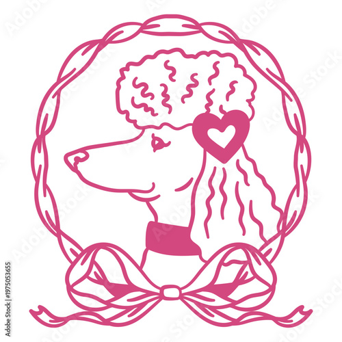 Elegant poodle with heart accessory