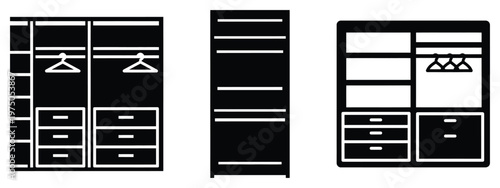 closet organizer silhouette illustration icon set, Modern furniture vector designs.