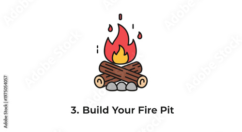 Burning fire with logs stacked.