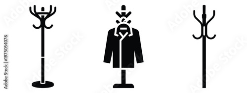 coat stand silhouette illustration icon set, Modern furniture vector designs.