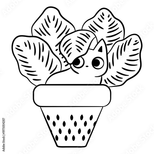 Cat hiding in planter