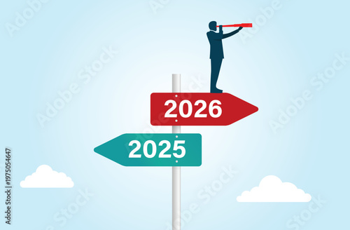 Businessman Forward Looking Strategic Vision 2026 Illustration