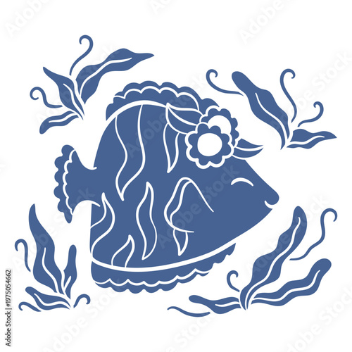Fish with a flower on its head design