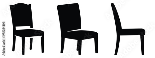 dining chair silhouette illustration icon set, Modern furniture vector designs.
