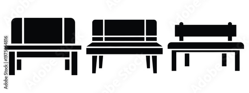 dining bench silhouette illustration icon set, Modern furniture vector designs.