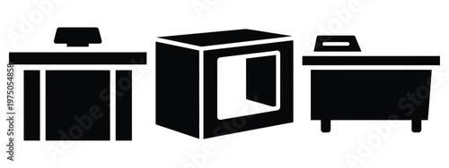 display counter silhouette illustration icon set, Modern furniture vector designs.