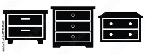 drawer chest silhouette illustration icon set, Modern furniture vector designs.