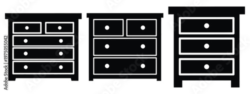drawer dresser silhouette illustration icon set, Modern furniture vector designs.