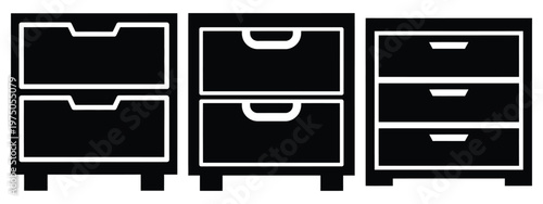 drawer unit silhouette illustration icon set, Modern furniture vector designs.