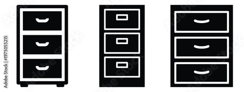 filing cabinet silhouette illustration icon set, Modern furniture vector designs.