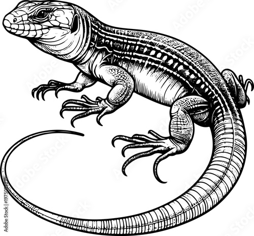 Intricate lizard illustration design
