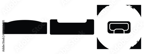 footboard panel silhouette illustration icon set, Modern furniture vector designs.
