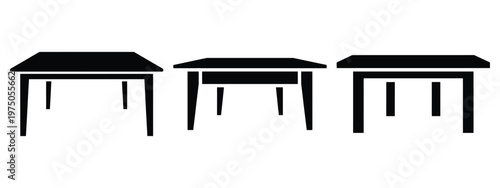 glass table silhouette illustration icon set, Modern furniture vector designs.