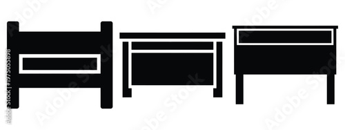 headboard shelf silhouette illustration icon set, Modern furniture vector designs.