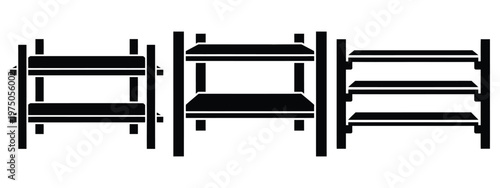 iron shelf silhouette illustration icon set, Modern furniture vector designs.