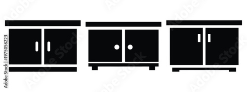 kitchen cabinet silhouette illustration icon set, Modern furniture vector designs.