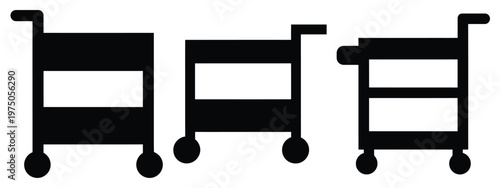 kitchen trolley silhouette illustration icon set, Modern furniture vector designs.