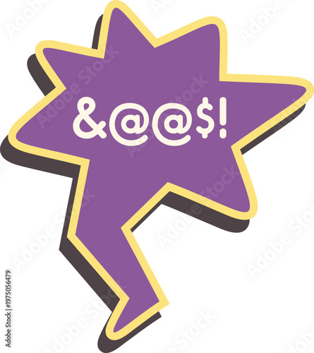 Purple comic speech bubble displaying grawlix symbols, representing censorship or an expletive