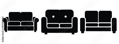 loveseat sofa silhouette illustration icon set, Modern furniture vector designs.