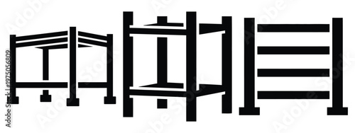 metal rack silhouette illustration icon set, Modern furniture vector designs.