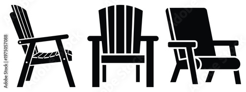 patio chair silhouette illustration icon set, Modern furniture vector designs.