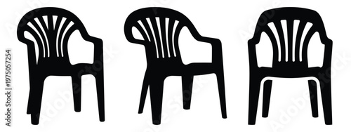 plastic chair silhouette illustration icon set, Modern furniture vector designs.