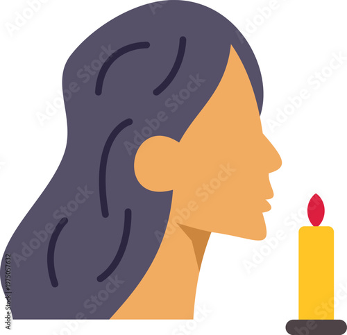 Woman's profile concentrating on a lit candle, promoting wellness and mindfulness