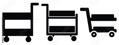 rolling cart silhouette illustration icon set, Modern furniture vector designs.
