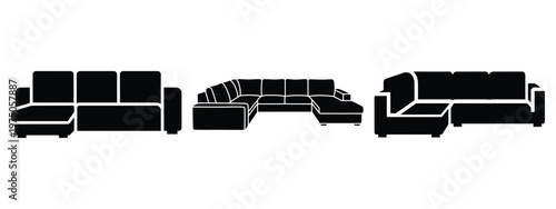 sectional sofa silhouette illustration icon set, Modern furniture vector designs.