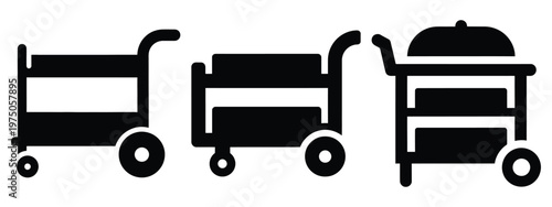 serving cart silhouette illustration icon set, Modern furniture vector designs.