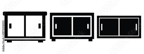 sliding door cabinet silhouette illustration icon set, Modern furniture vector designs.