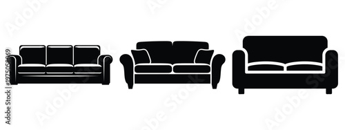 sofa silhouette illustration icon set, Modern furniture vector designs.