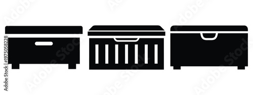 storage bench silhouette illustration icon set, Modern furniture vector designs.