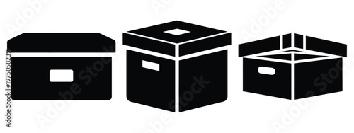 storage box silhouette illustration icon set, Modern furniture vector designs.