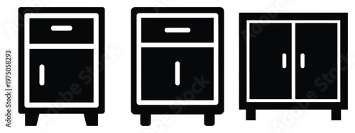 storage cabinet silhouette illustration icon set, Modern furniture vector designs.