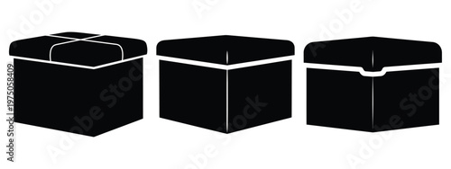 storage ottoman silhouette illustration icon set, Modern furniture vector designs.