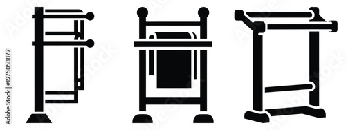 towel rack stand silhouette illustration icon set, Modern furniture vector designs.