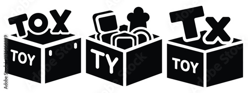 toy box silhouette illustration icon set, Modern furniture vector designs.