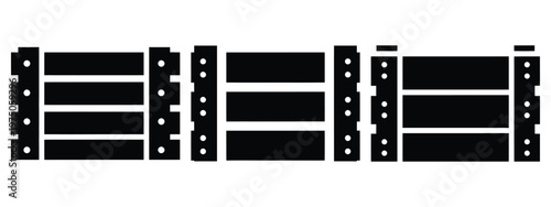 wooden crate storage silhouette illustration icon set, Modern furniture vector designs.