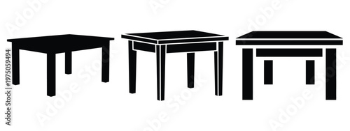 wooden table silhouette illustration icon set, Modern furniture vector designs.