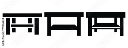 workbench table silhouette illustration icon set, Modern furniture vector designs.